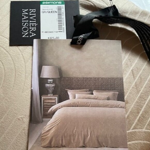 NWT Simons Retro Arches Velvet Queen Duvet Set & Shower Curtain - Picture 2 of 7